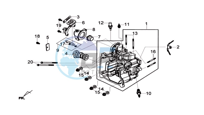 CYLINDER MET PISTON / CYLINDER GASKETS TOP AND BOTTOM