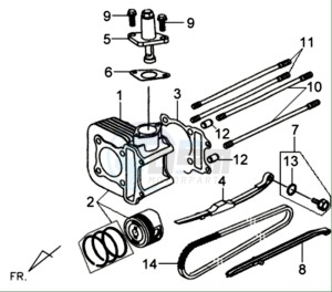 MIO 100 L6 drawing CYLINDER WHITEH PISTON /  CILINDER HEAD GASKET / CILINDER BOTTOM GASKET