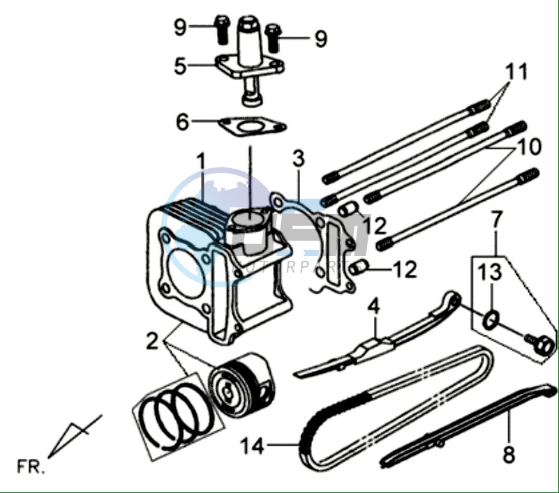 CYLINDER WHITEH PISTON /  CILINDER HEAD GASKET / CILINDER BOTTOM GASKET