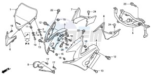 CBR125RS drawing UPPER COWL (CBR125R/RS/RW5/RW6/RW8)