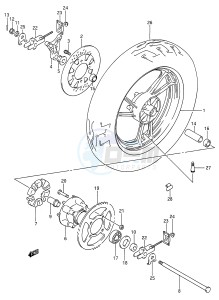 GSX600F (E28) Katana drawing REAR WHEEL (MODEL J)