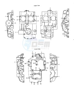 KZ 750 B (B1-B4) drawing CRANKCASE BOLT & STUD PATTERN