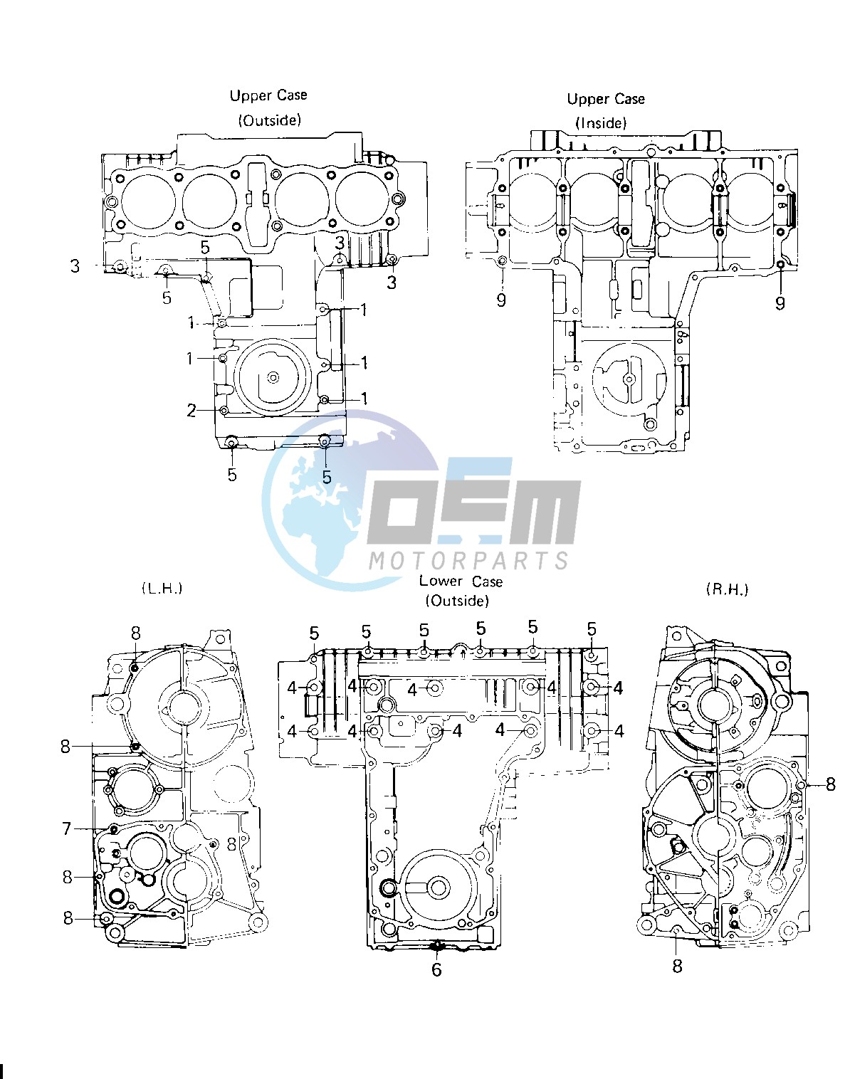 CRANKCASE BOLT & STUD PATTERN -- 80 H1- -