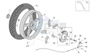 Scarabeo 50 4T E2 drawing Rear wheel - drum brake