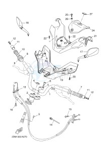 YP125RA (ABS) X-MAX 250 ABS (2DL2 2DL2 2DL2 2DL2) drawing STEERING HANDLE & CABLE