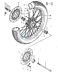 GSX1100 (T-X) drawing FRONT WHEEL (GSX1100T, GSX1100X)