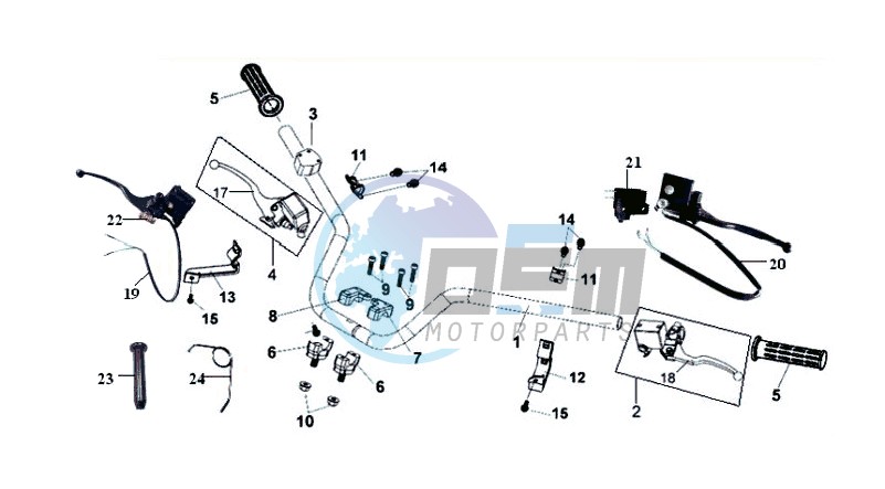 HANDLEBAR / BRAKE LEVERS CPL L / R