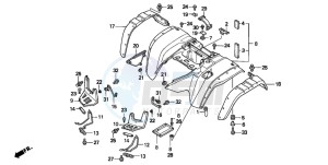 TRX300 FOURTRAX 300 drawing REAR FENDER