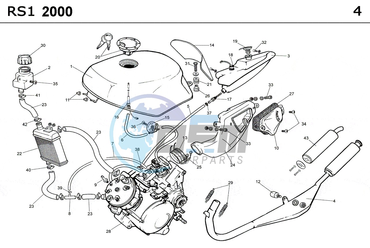 EXHAUST,RADIATOR,TANK, AIRFILTER