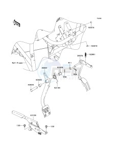 KAF 400 B [MULE 600] (B6F-B9F) B8F drawing BRAKE PEDAL_THROTTLE LEVER