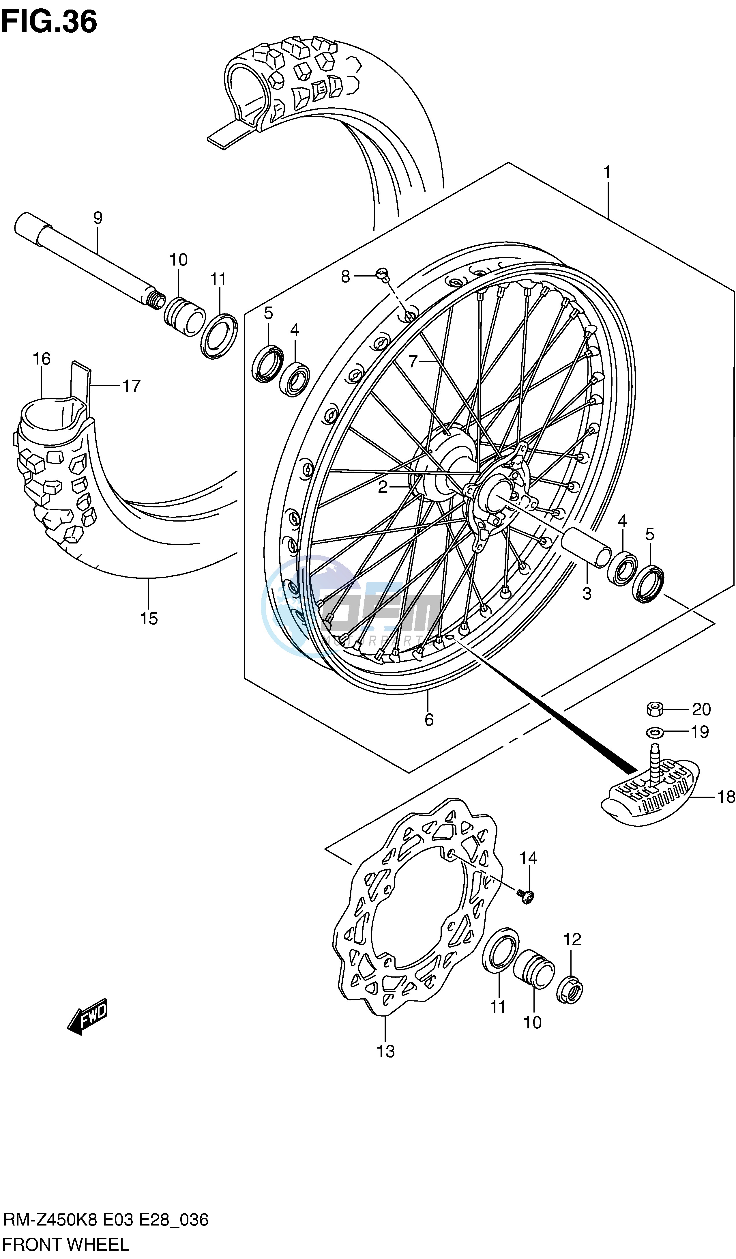 FRONT WHEEL (RM-Z450K8 K9 L0)