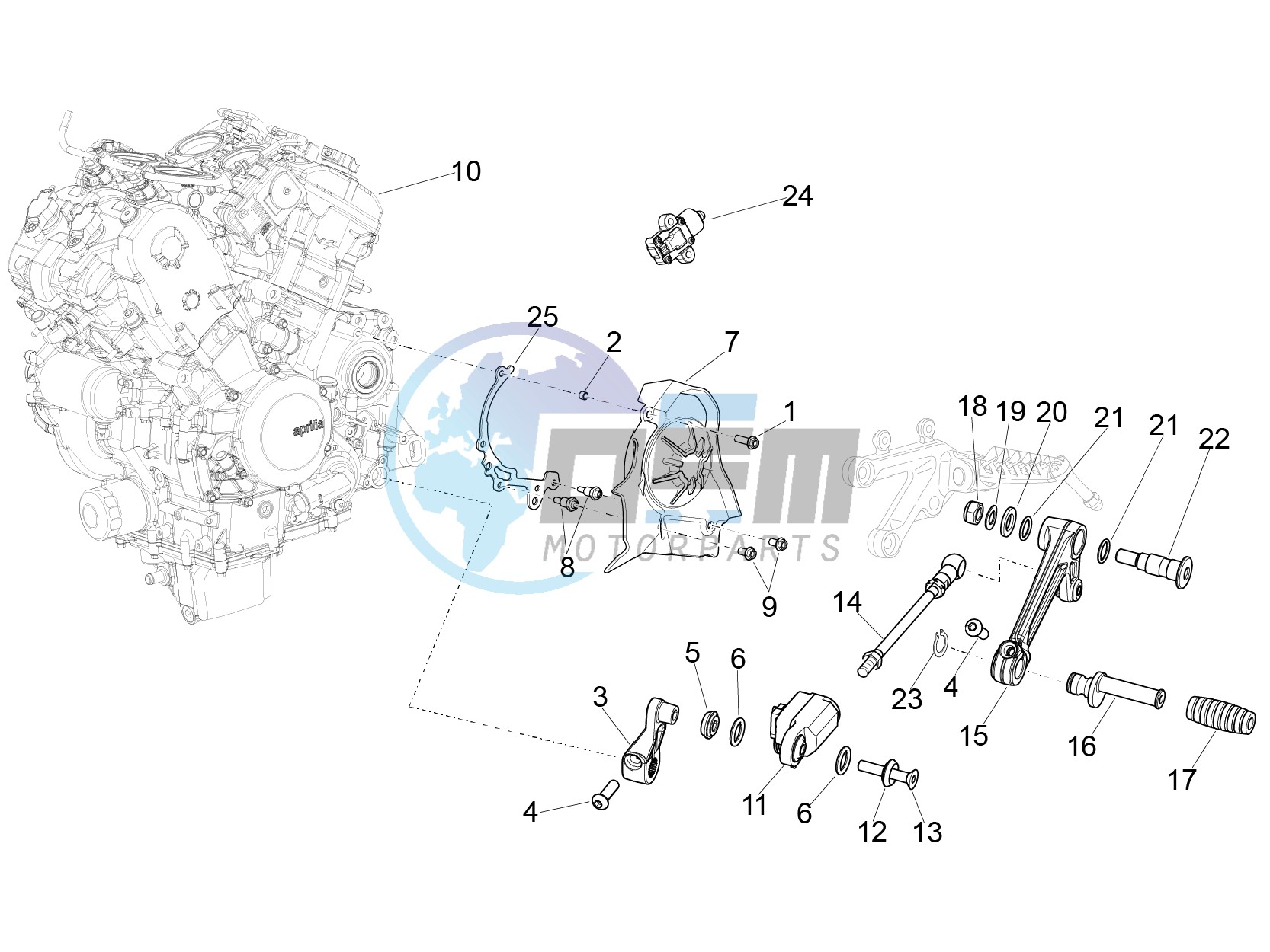 Engine-Completing part-Lever