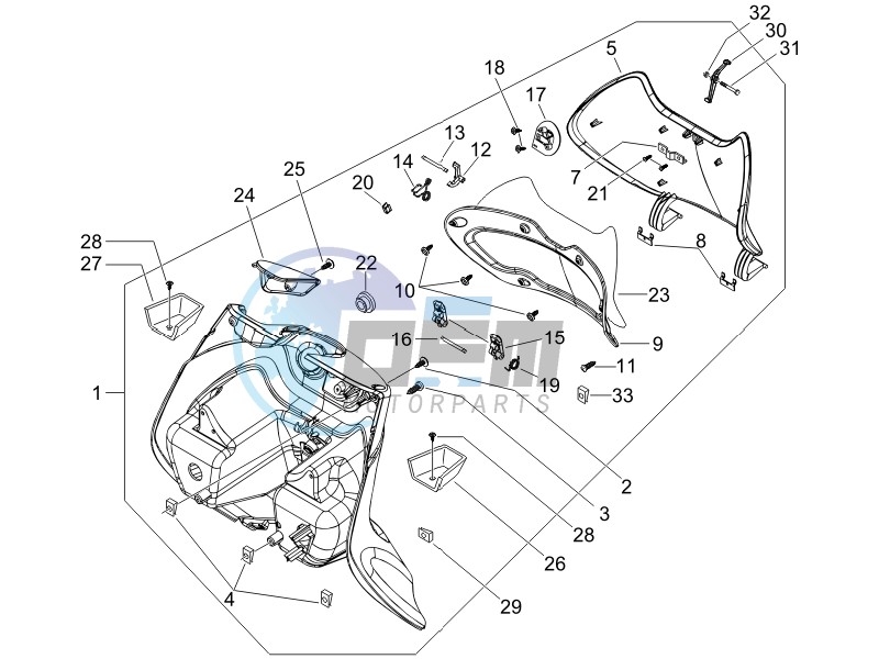 Front glove-box - Knee-guard panel