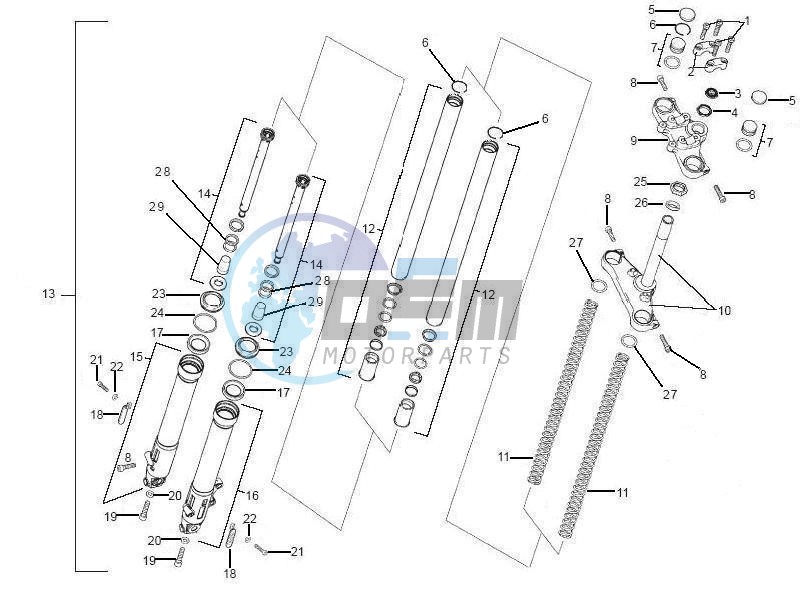 Fork steering tube - Steering bearing unit