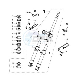 VIVA 3 L 50 4T drawing FRONT FORK / STEERINGHEAD