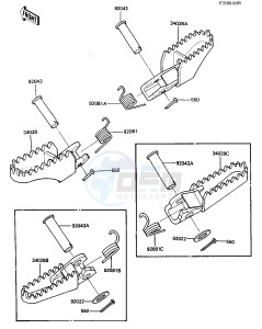 KDX 250 B [KDX250] (B3-B4) [KDX250] drawing FOOTRESTS