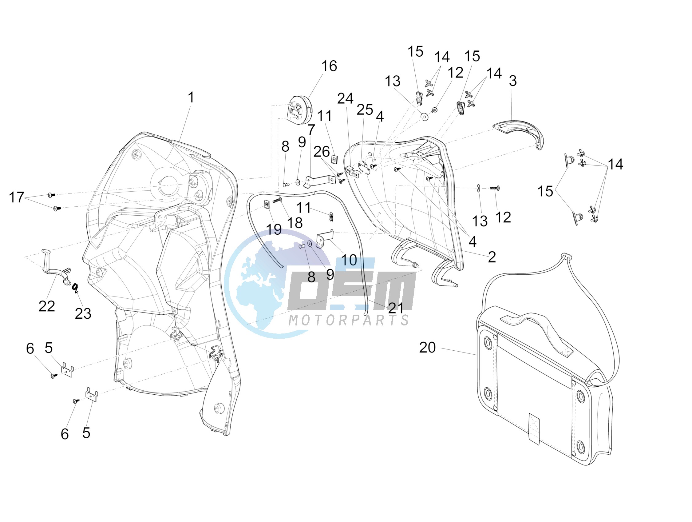 Front glove-box - Knee-guard panel