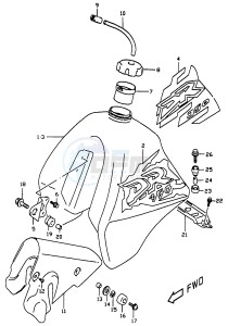 DR350 (V-W-X) drawing FUEL TANK (MODEL V W)