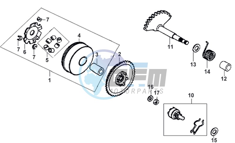 DRIVE PULLEY - GEARED SHAFT