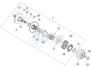 Beverly 250 e3 drawing Driven pulley