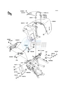 KFX700 KSV700A8F EU drawing Front Fender(s)