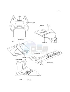 ZX 600E [ZX-6 NINJA ZZR 600] (E10-E13 E13 CAN ONLY) ZZR 600 drawing DECALS-- BLUE_GRAYSTONE- --- E10- --- CN- -