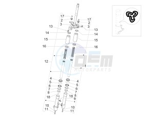 Liberty 100 4T (Vietnam) Vietnam drawing Fork's components (Kayaba)