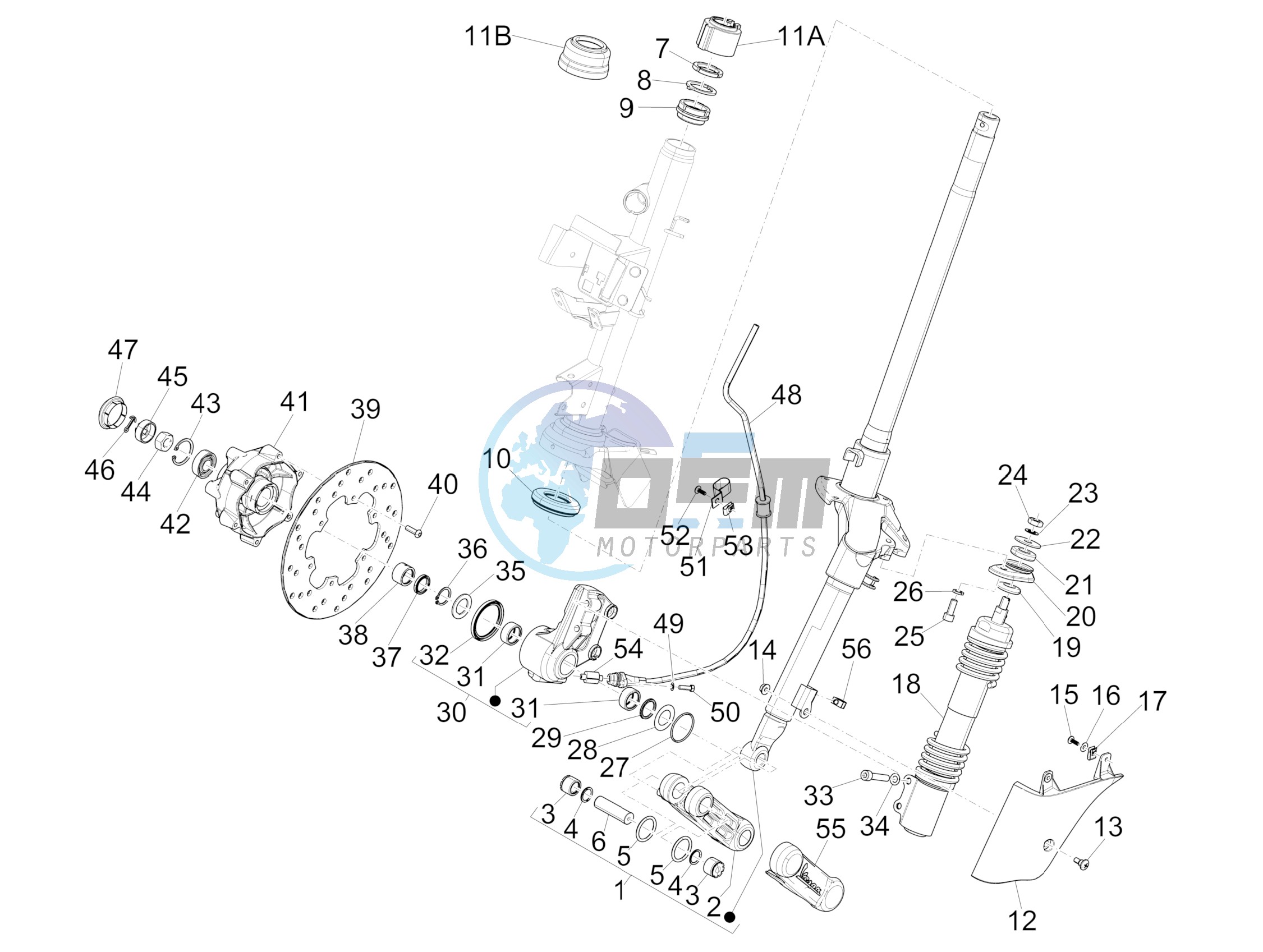 Fork/steering tube - Steering bearing unit