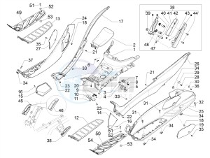 MP3 500 MAXI SPORT BUSINESS ADVANCED E4 ABS (EMEA) drawing Central cover - Footrests