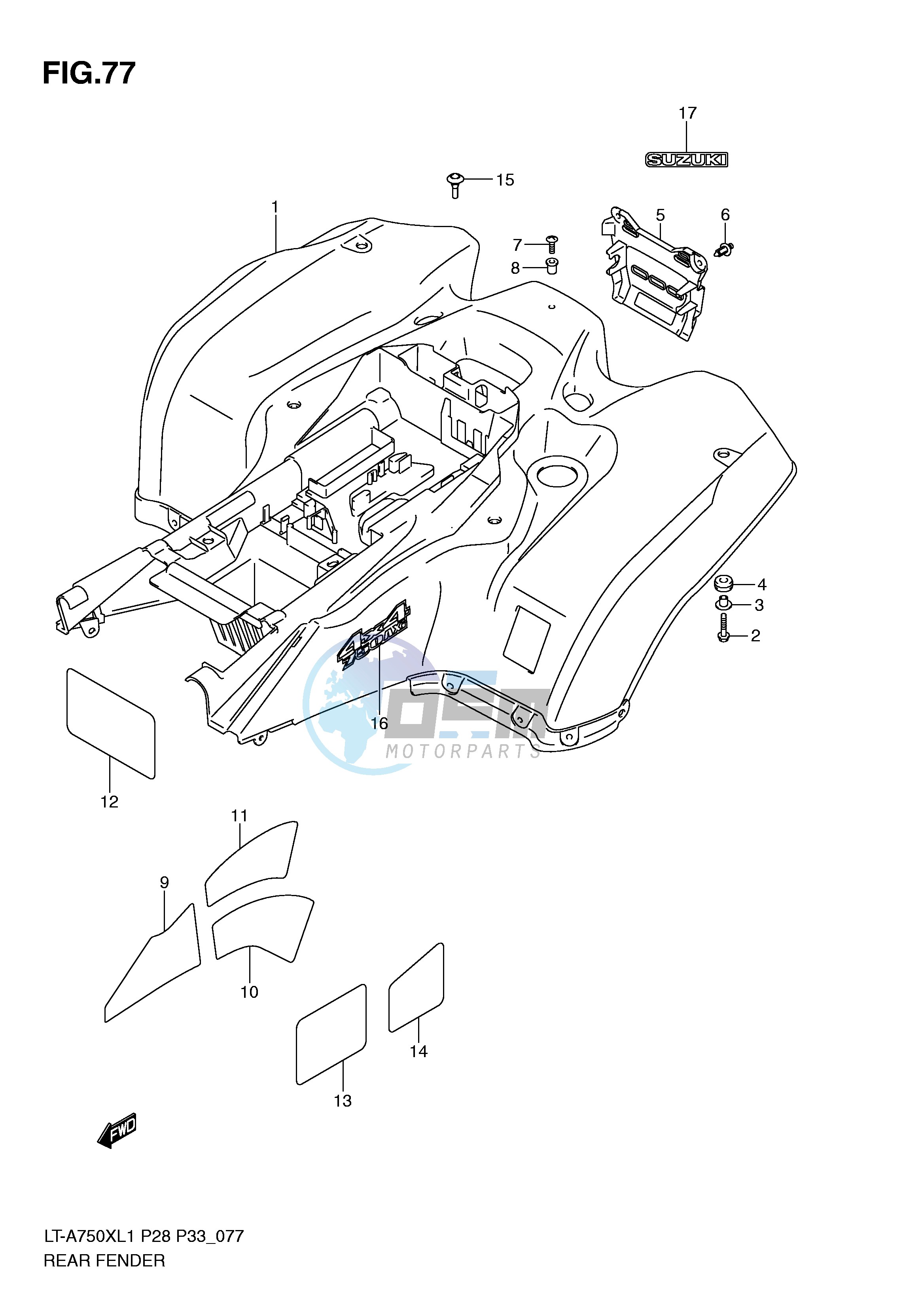 REAR FENDER (LT-A750XZL1 P33)