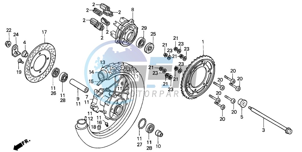 REAR WHEEL (XL600VM/VN/VP/VR)