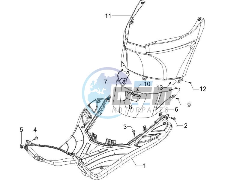 Central cover - Footrests