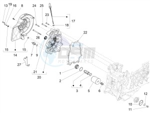 LIBERTY 125 4T E4 POSTE (EMEA) drawing Flywheel magneto cover - Oil filter