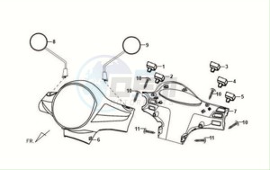 FIDDLE II 125S drawing HEAD LIGHT COVER / SPEEDOMETER COWL / MIRRORS