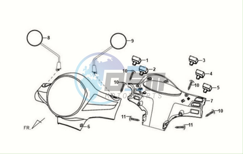 HEAD LIGHT COVER / SPEEDOMETER COWL / MIRRORS
