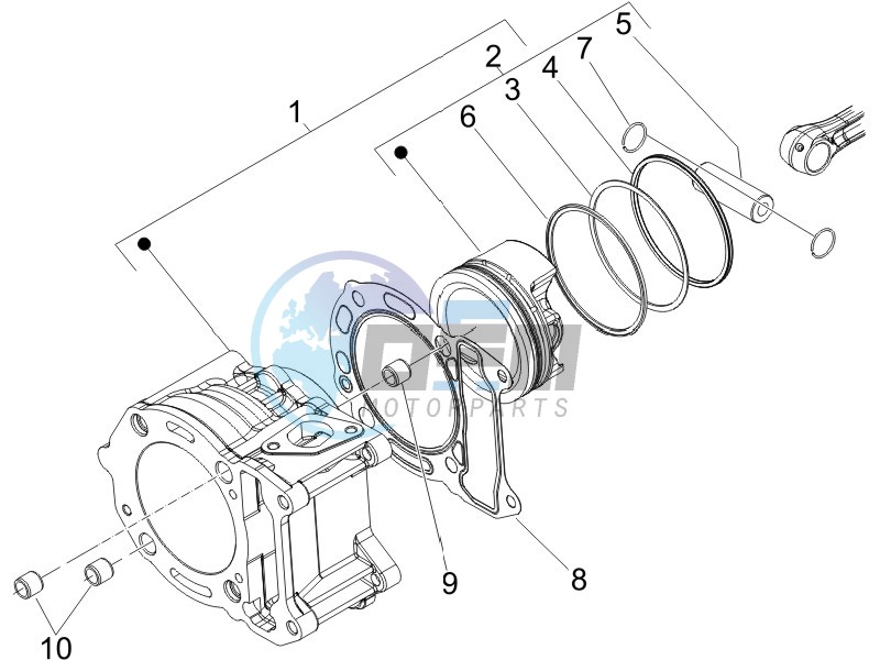 Cylinder - piston - wrist pin unit