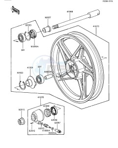 ZN 1100 B [LTD SHAFT] (B1-B2) [LTD SHAFT] drawing FRONT WHEEL_HUB