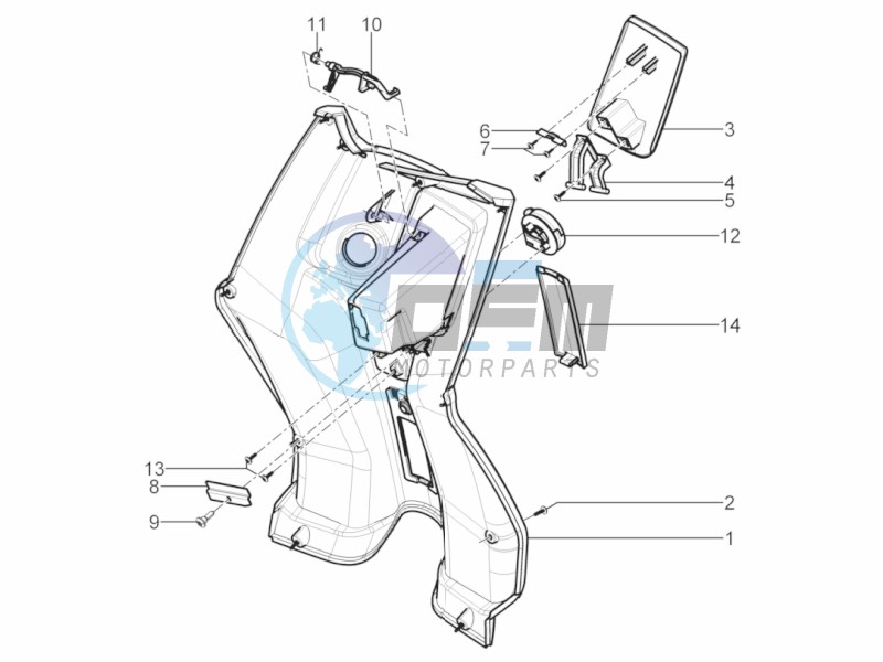 Front glove-box - Knee-guard panel