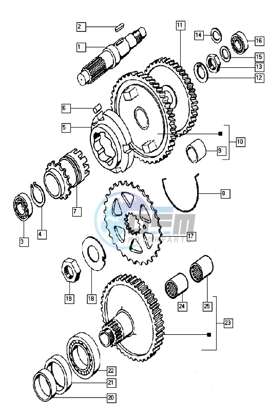 Countershaft-mainshaft