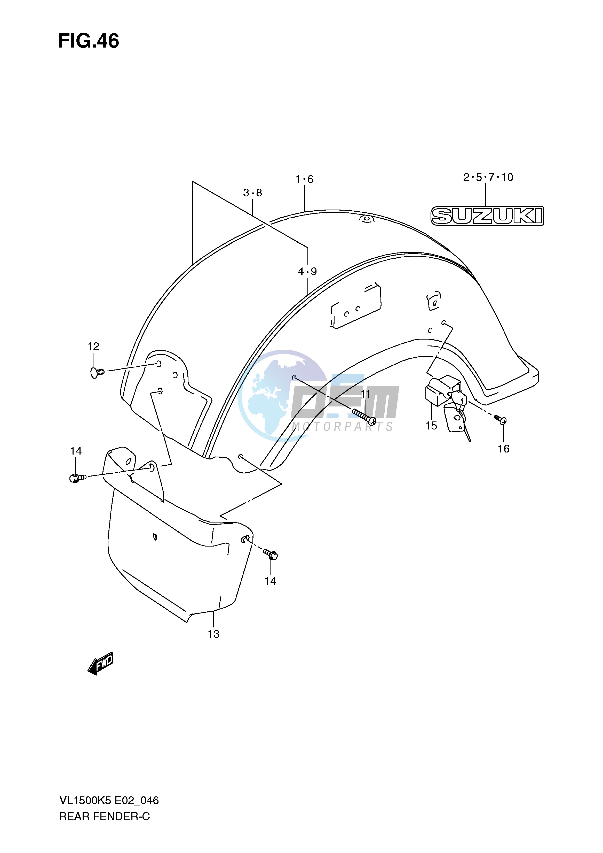 REAR FENDER (MODEL K5 K6 K7 K8)