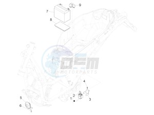 BEVERLY 350 ST 4T 4V IE ABS E4 (NAFTA) drawing Remote control switches - Battery - Horn