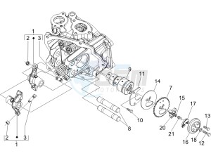 LX 125 4T E3 UK drawing Rocking levers support unit