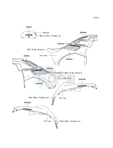 KVF 750 A [BRUTE FORCE 750 4X4] (A1) A1 drawing DECALS-- YELLOW- -