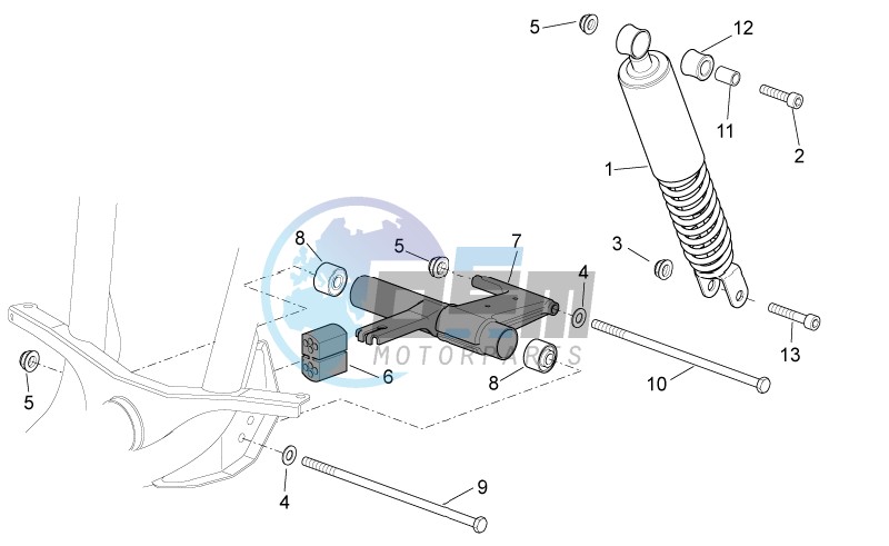 R.shock absorber-connect. Rod