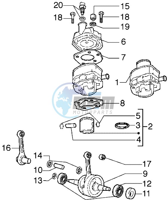 Cylinder-piston-wrist pin assy-Crankshaft