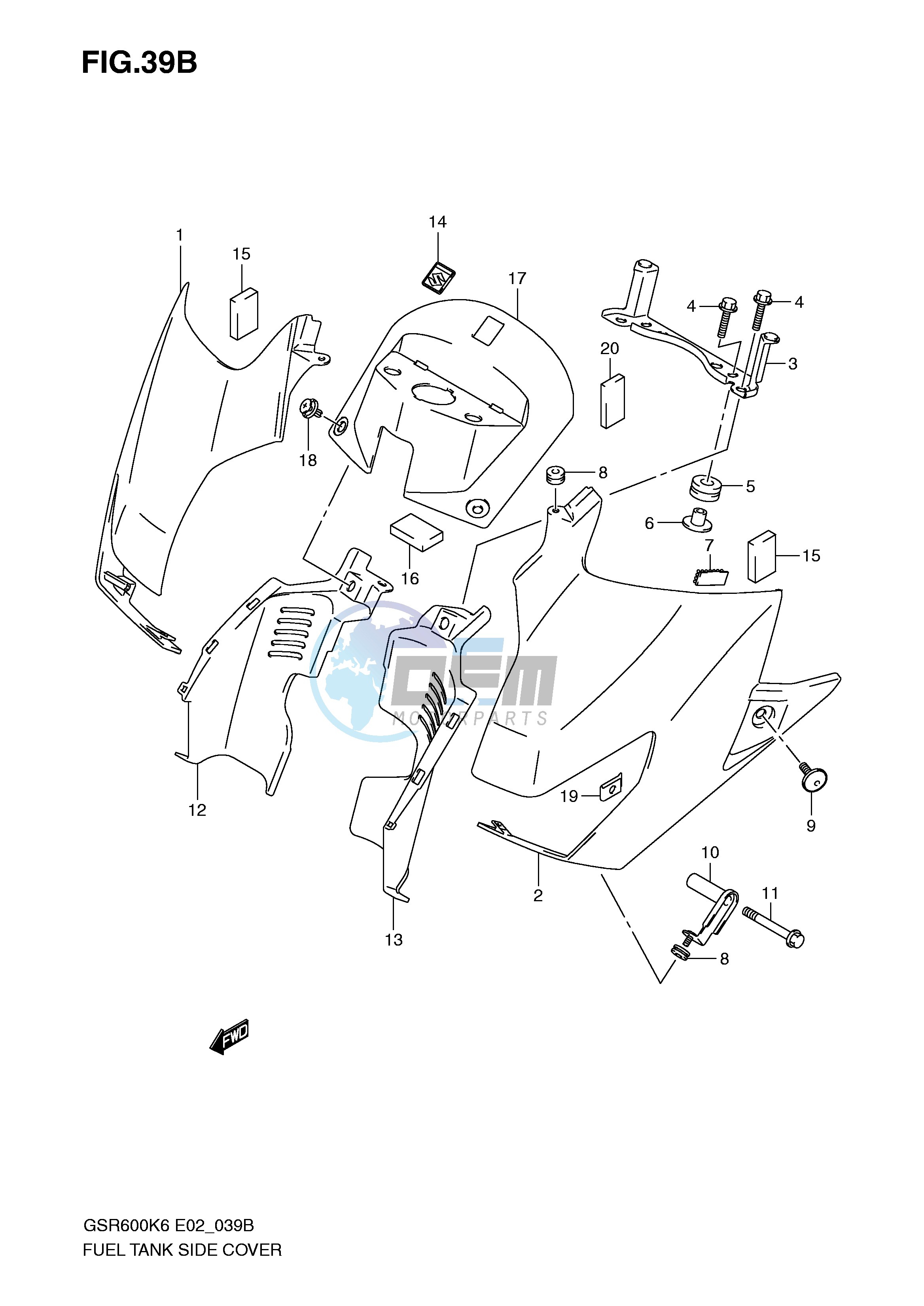 FUEL TANK SIDE COVER (MODEL K9)