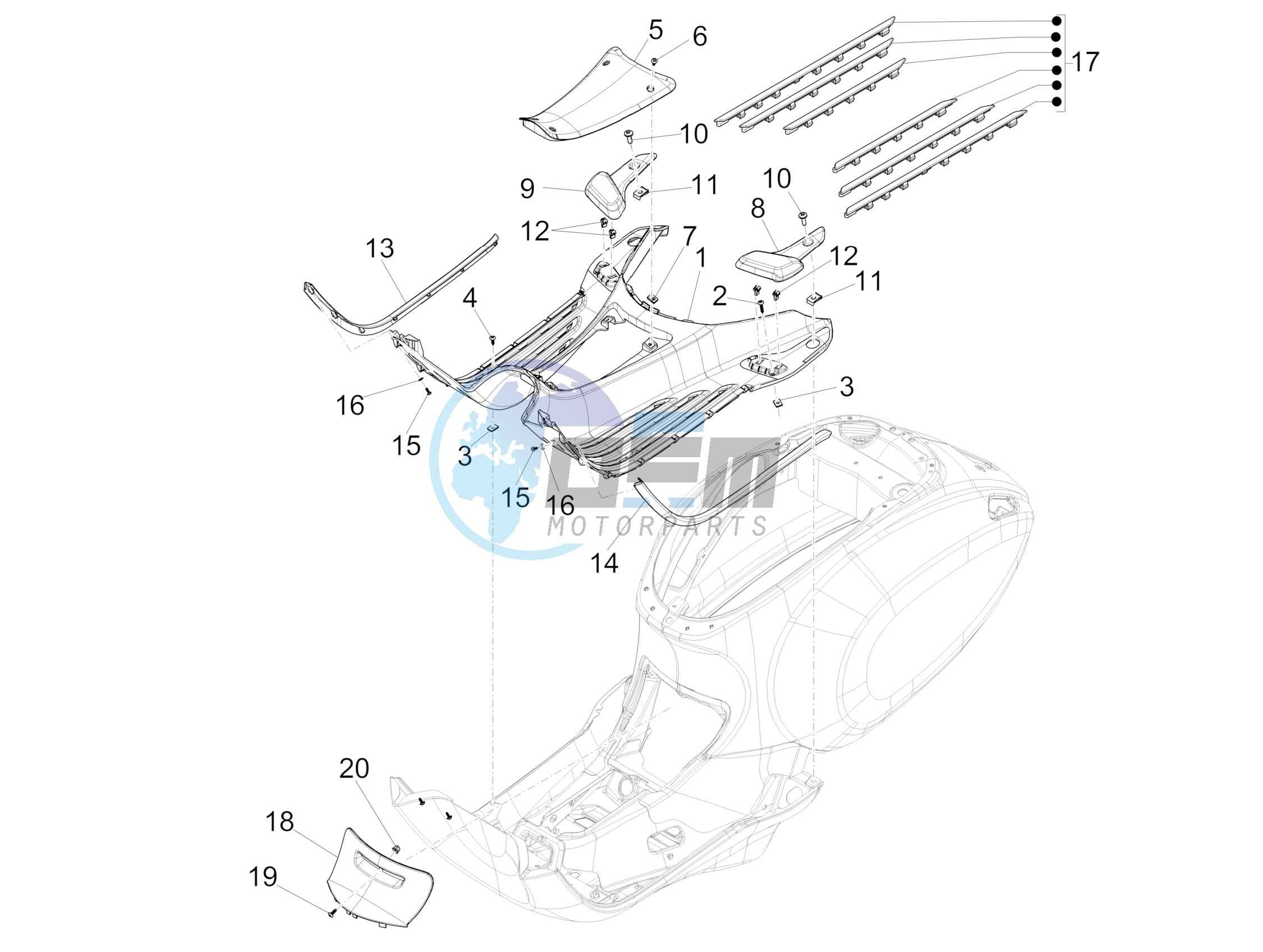 Central cover - Footrests