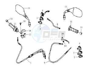 JUNGLE - drawing HANDLEBAR / CABLES / BRAKE LEVER