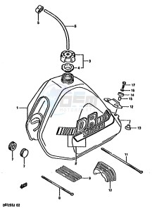 DR125S (F-H-J) drawing FUEL TANK (MODEL J)