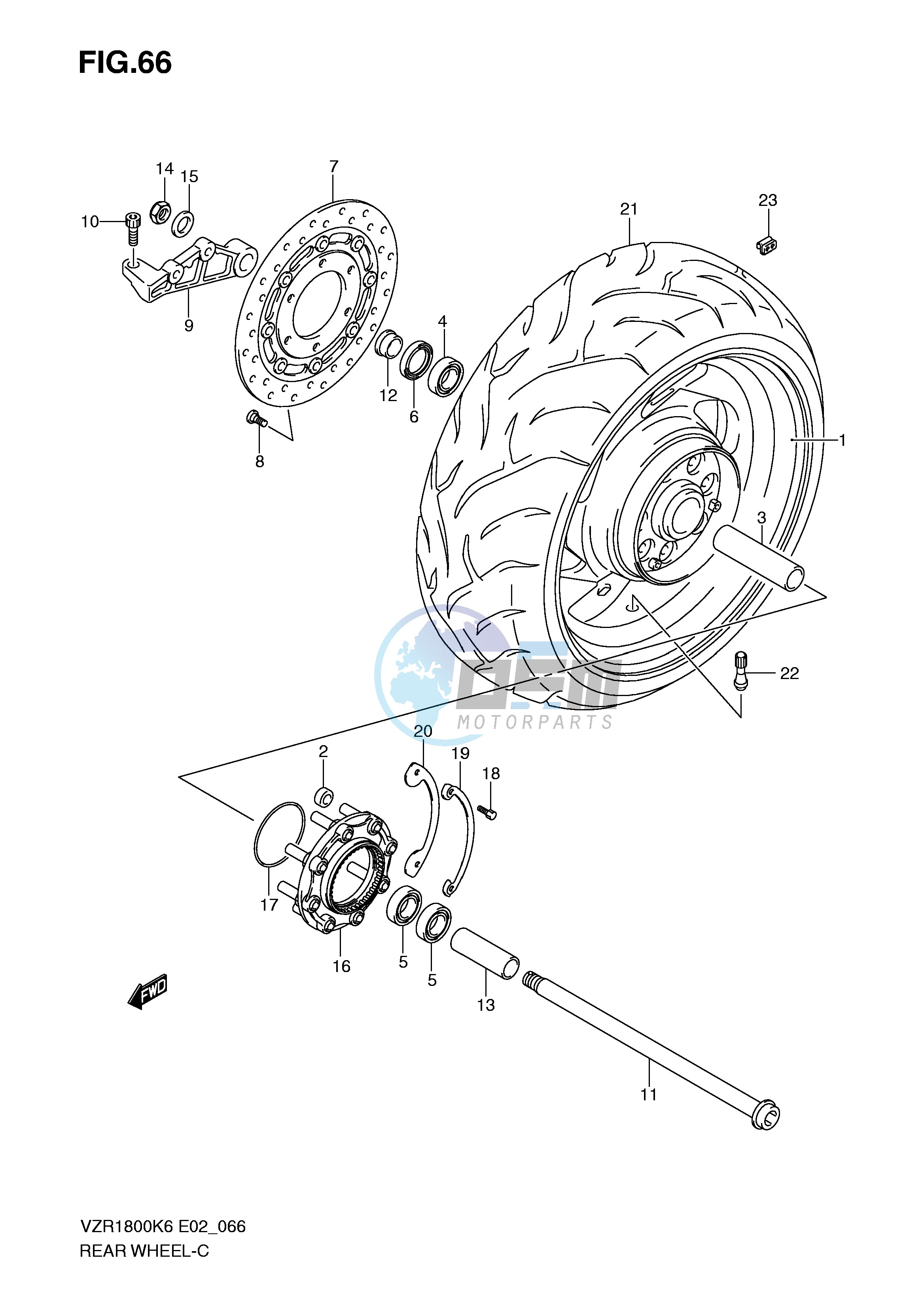 REAR WHEEL (VZR1800K6 U2K6 K7 U2K7 ZK7 ZU2K7 NK8 NU2K8)